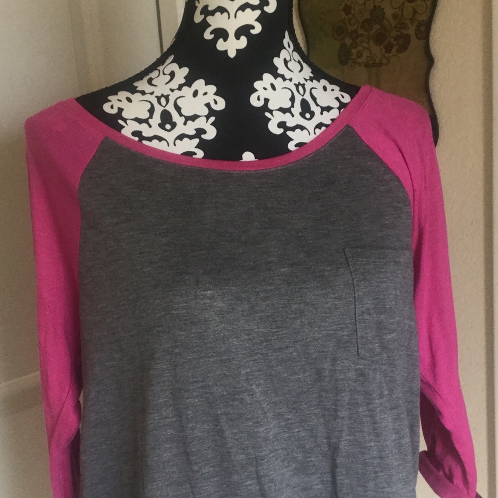 PINK/GRAY BASEBALL TEE